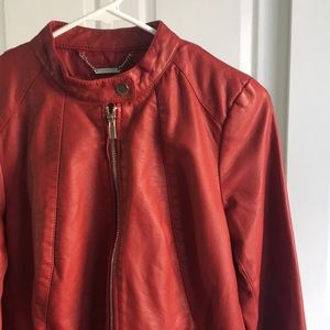 Red Faux Leather Jacket